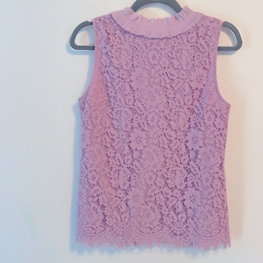 J. Crew Sleeveless Button-Collar Romantic Floral Lace Top, Soft Pink - Picture 3 of 8